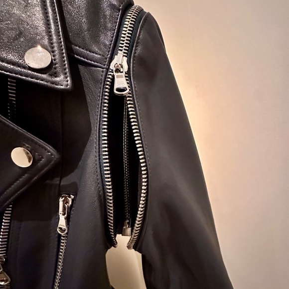 Veronica Beard Jylan Leather Moto Jacket & Vest combo/ Navy w/silver zipp size 4 - Picture 10 of 11